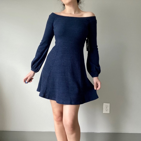 NEW Lulu’s Off the Shoulder Sweater Dress - Picture 3 of 6